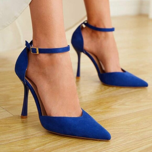 Sam Edelman Royal Blue Suede Harlow Pump Heels Size 8.5 - Picture 1 of 10